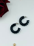 Garnet Lane- Retro Spiral Hoops	BLACK