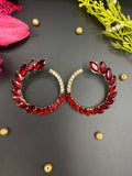 Garnet Lane- Spiral Crystal Stone Earrings	RED