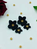 Garnet Lane- Duo Flora  Earrings Black