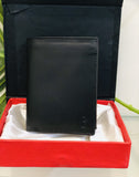 Querro Leather- Semi Triple Wallet - Black
