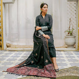 Naaz Couture - Black & Monochrome Khaddar Blocked Coord Set