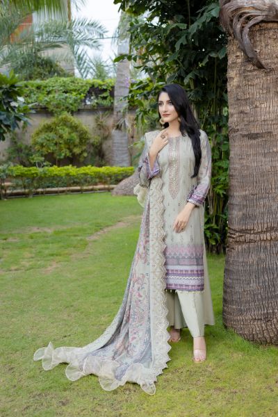 Kinara Digital Printed Dhanak with Sequins Embriodered Alternate Head &Two Side Scalloped Embroidered Border on Dhanak Duppata KIN-003