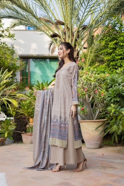 Kinara Digital Printed Dhanak with Sequins Embriodered Alternate Head &Two Side Scalloped Embroidered Border on Dhanak Duppata KIN-004