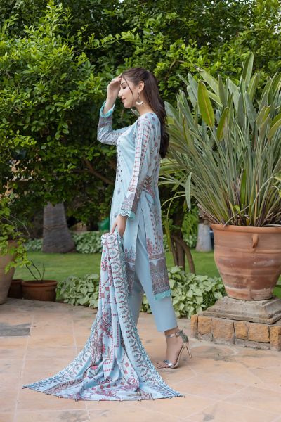 Kinara Digital Printed Dhanak with Sequins Embriodered Alternate Head &Two Side Scalloped Embroidered Border on Dhanak Duppata KIN-009