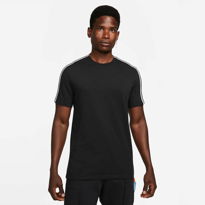 Octane- Meshed dri-fit dual stripe black tee