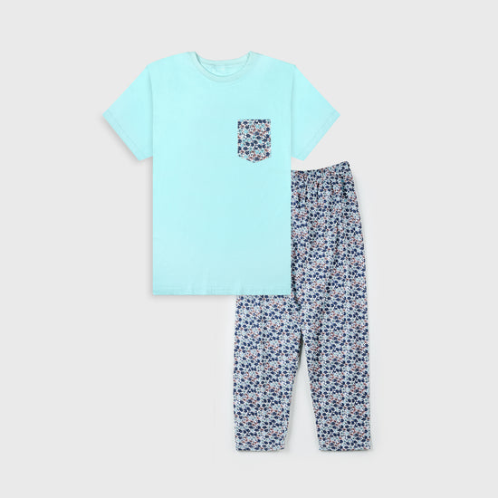 VYBE - Cotton Pj Set (Lt. Green) With Floral Printed Pajama