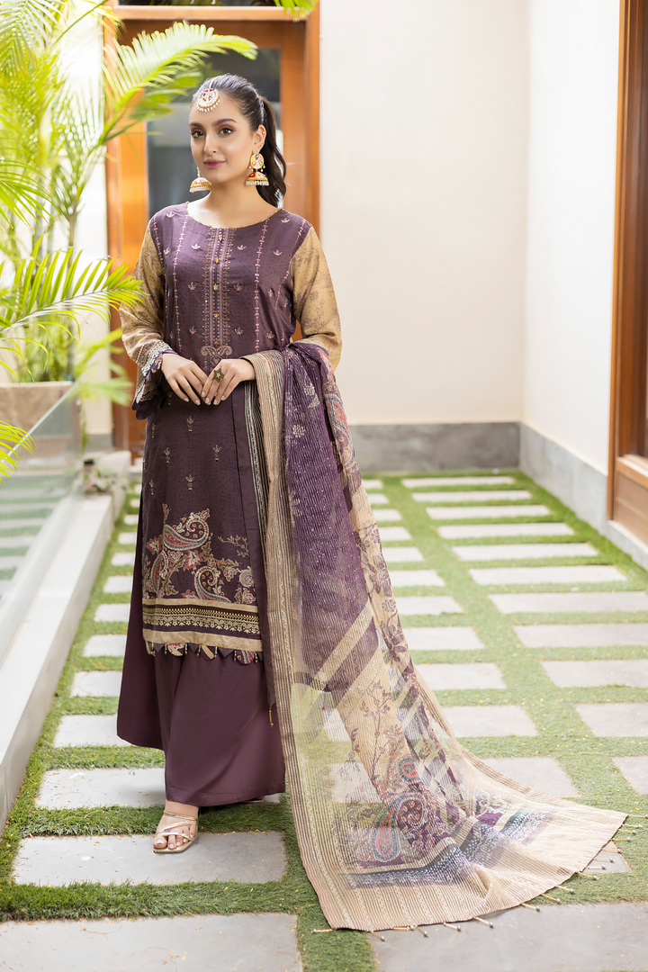 Misha Digital Printed Viscose with Sequins Embroidered Allternate Head Neckline with Sequins Fancy Dupatta MSH-001