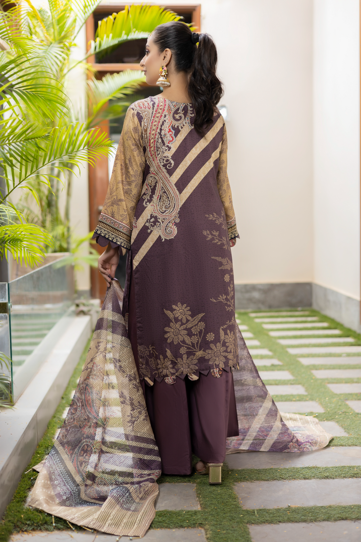 Misha Digital Printed Viscose with Sequins Embroidered Allternate Head Neckline with Sequins Fancy Dupatta MSH-001