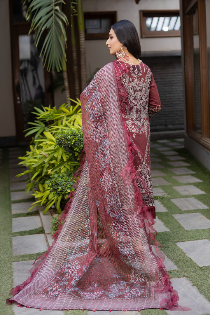 Misha Digital Printed Viscose with Sequins Embroidered Allternate Head Neckline with Sequins Fancy Dupatta MSH-002