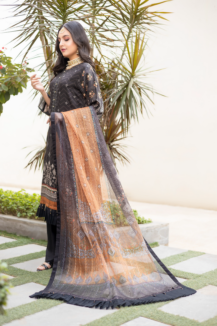 Misha Digital Printed Viscose with Sequins Embroidered Allternate Head Neckline with Sequins Fancy Dupatta MSH-003