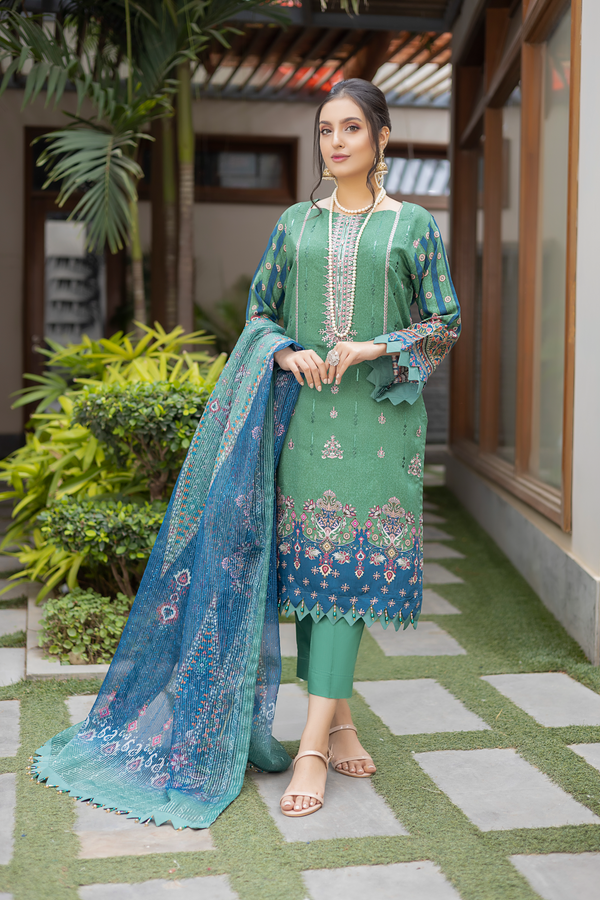 Misha Digital Printed Viscose with Sequins Embroidered Allternate Head Neckline with Sequins Fancy Dupatta MSH-006