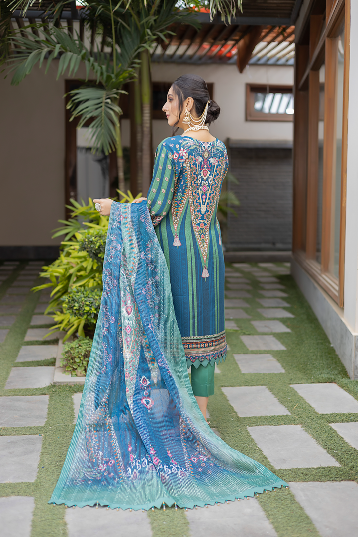 Misha Digital Printed Viscose with Sequins Embroidered Allternate Head Neckline with Sequins Fancy Dupatta MSH-006