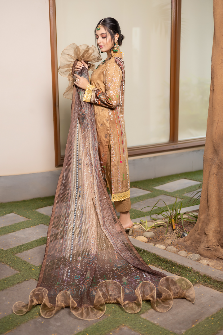 Misha Digital Printed Viscose with Sequins Embroidered Allternate Head Neckline with Sequins Fancy Dupatta MSH-007