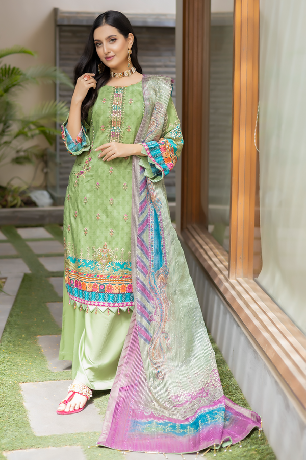 Misha Digital Printed Viscose with Sequins Embroidered Allternate Head Neckline with Sequins Fancy Dupatta MSH-008