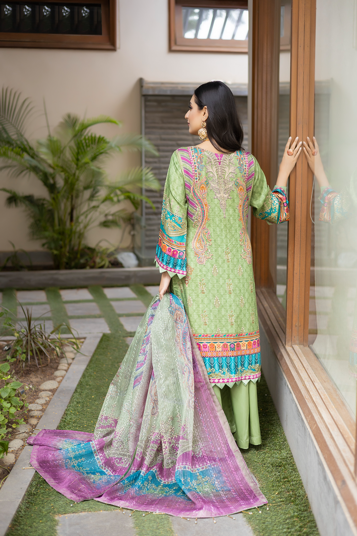 Misha Digital Printed Viscose with Sequins Embroidered Allternate Head Neckline with Sequins Fancy Dupatta MSH-008