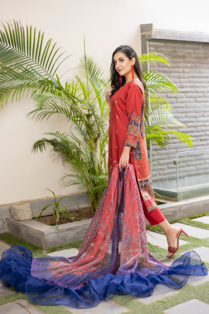 Misha Digital Printed Viscose with Sequins Embroidered Allternate Head Neckline with Sequins Fancy Dupatta MSH-010