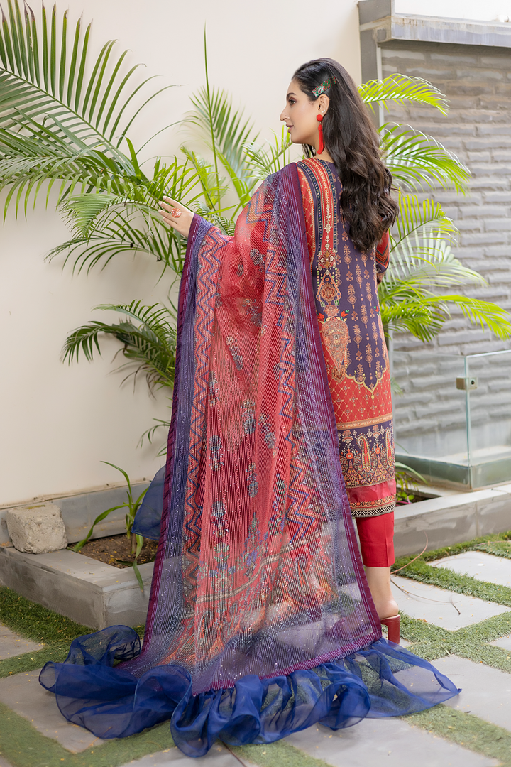 Misha Digital Printed Viscose with Sequins Embroidered Allternate Head Neckline with Sequins Fancy Dupatta MSH-010