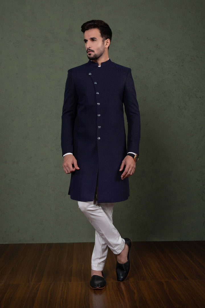 Sapphire- Embroidered Jamawar Sherwani