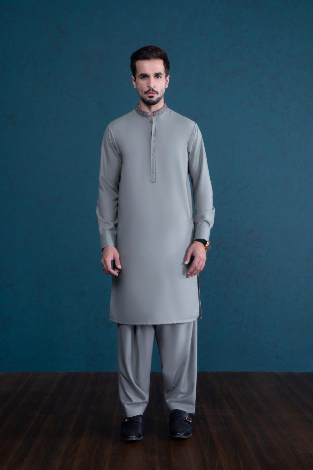 Sapphire Embroidered Twill Suit
