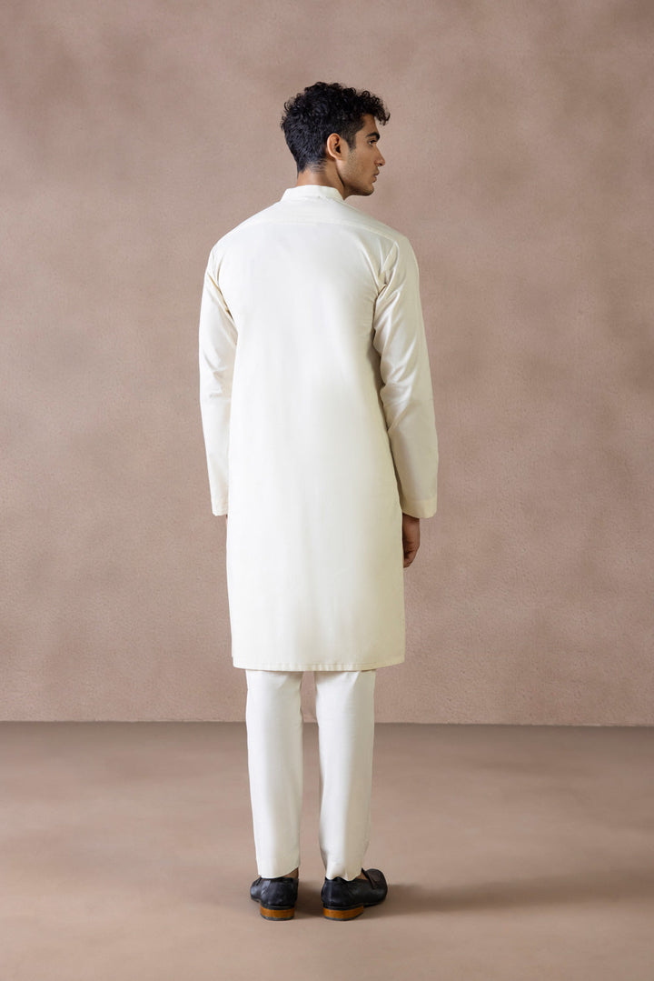 Menswear Stitched Beige Winter Cotton Jacquard Kurta