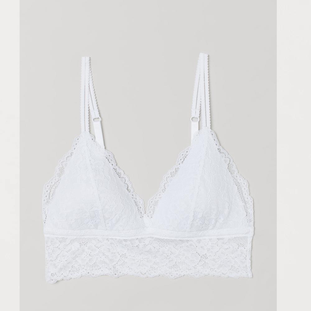 H&M- Padded Lace Bralette- White – Bagallery