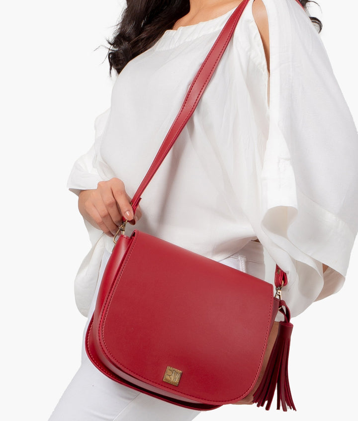 RTW- Maroon Foldover Saddle Bag