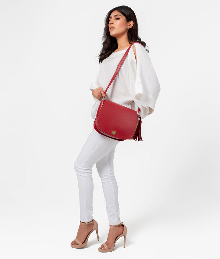 RTW- Maroon Foldover Saddle Bag