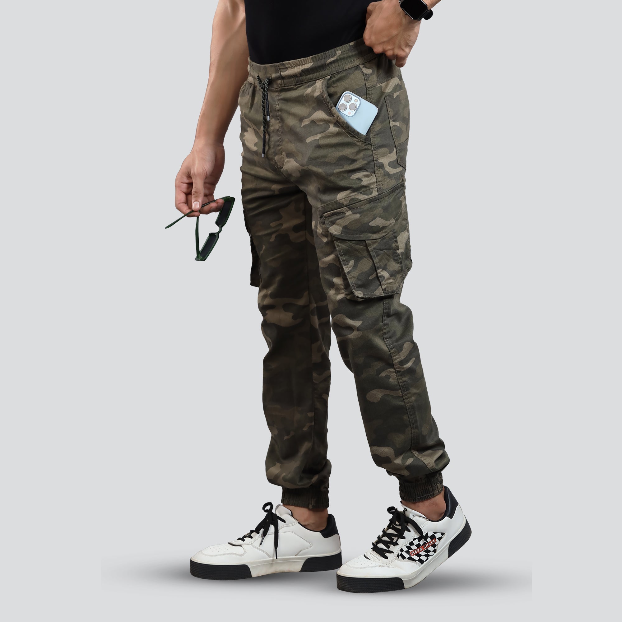 Flush - Men's Camouflage Cargo Pants, Stretchable Trousers With 6 Pock ...