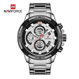 Naviforce Luxury Stainless Steel Chronograph Watch NF9165 Silver White