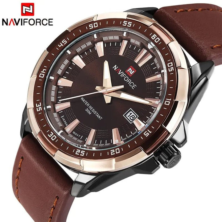 Naviforce- NF9056 Men Leather Band Quartz