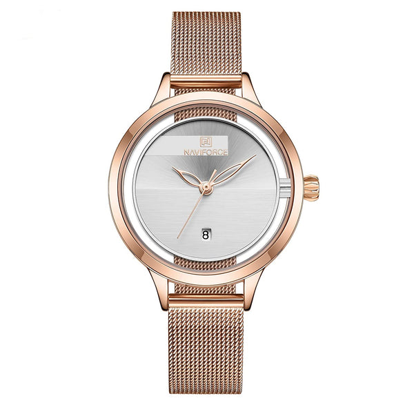 Naviforce- NF5014L Jam Tangan Wanita Analog Original Stainless Steel Rose Gold