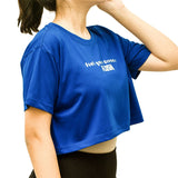 Flush Fashion - Women’s Yoga Crop Top Loose Fit Cotton Workout Short Sleeve Blue