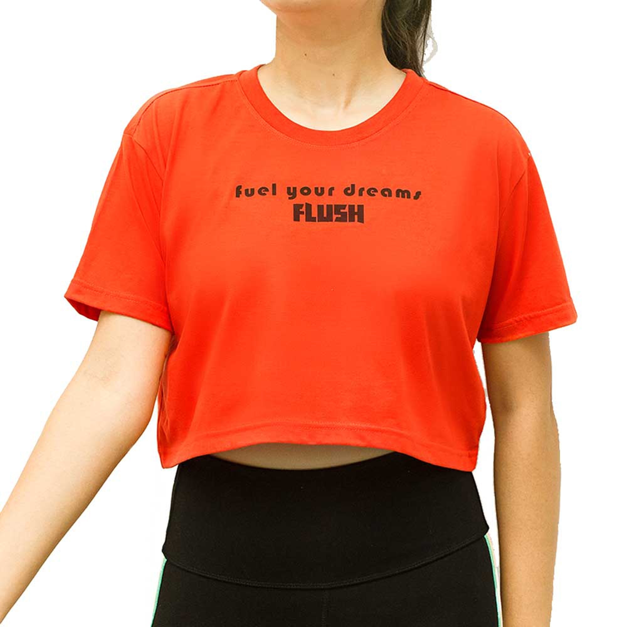 Flush Fashion - Women's Yoga Crop Top Loose Fit Cotton Workout
