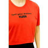 Flush Fashion - Women’s Yoga Crop Top Loose Fit Cotton Workout Short Sleeve Orange