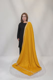 Bagallery Exclusive Woolen Shawl Jacquard Embroidered Boarder Mustard