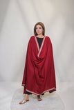 Bagallery Exclusive Woolen Shawl Jacquard Embroidered Boarder Maroon