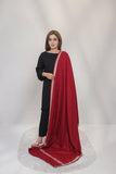 Bagallery Exclusive Woolen Shawl Jacquard Embroidered Boarder Maroon