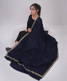 Bagallery Exclusive Pashmina Embroidered Shawl Blue