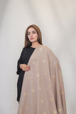 Bagallery Exclusive Woolen Jacquard Embroidered Shawl Fawn