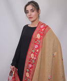 Bagallery Exclusive AcroWool Embroidered Shawl Rust