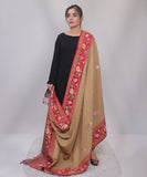 Bagallery Exclusive AcroWool Embroidered Shawl Rust