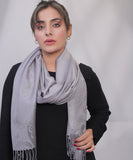 Bagallery Exclusive 3D Printed Viscose Winter Stole Gray