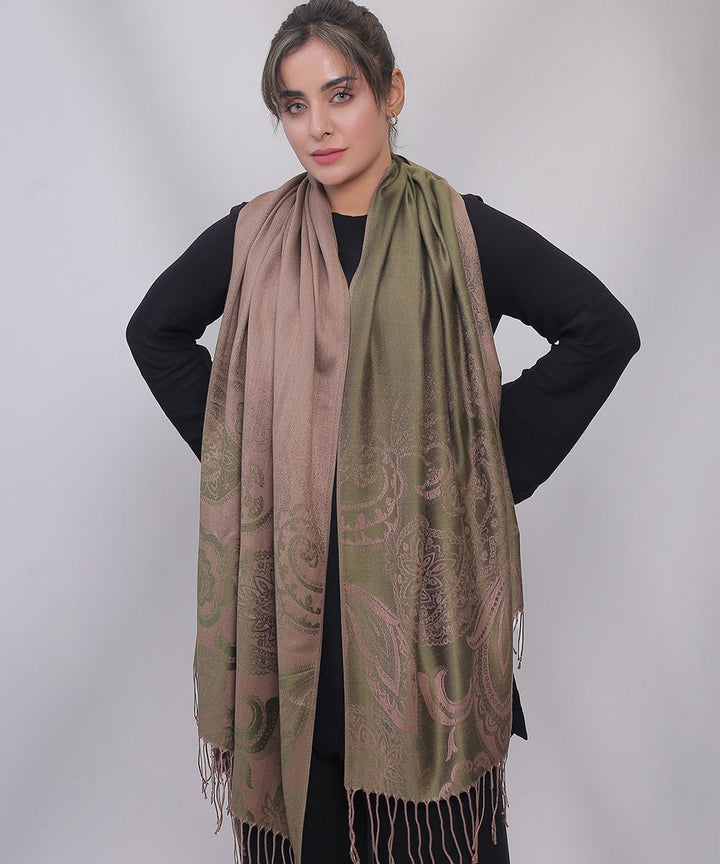 Bagallery Exclusive 3D Printed Viscose Winter Stole Green