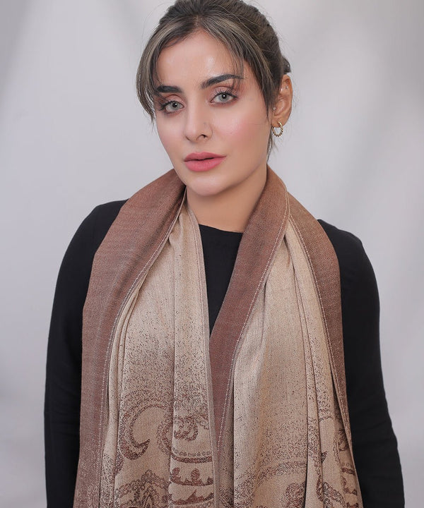 Bagallery Exclusive 3D Printed Viscose Winter Stole Brown