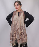 Bagallery Exclusive 3D Printed Viscose Winter Stole Brown
