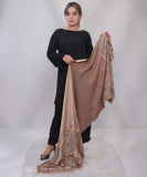 Bagallery Exclusive 3D Printed Viscose Winter Stole Brown
