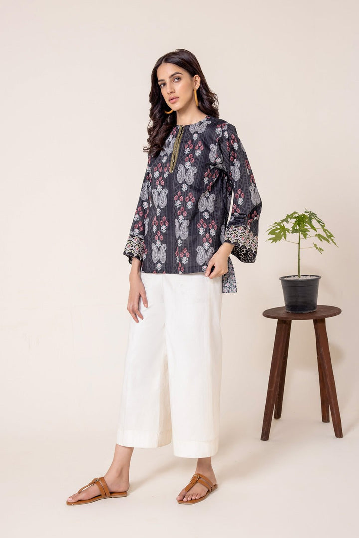 Sapphire-Embroidered Lawn Top