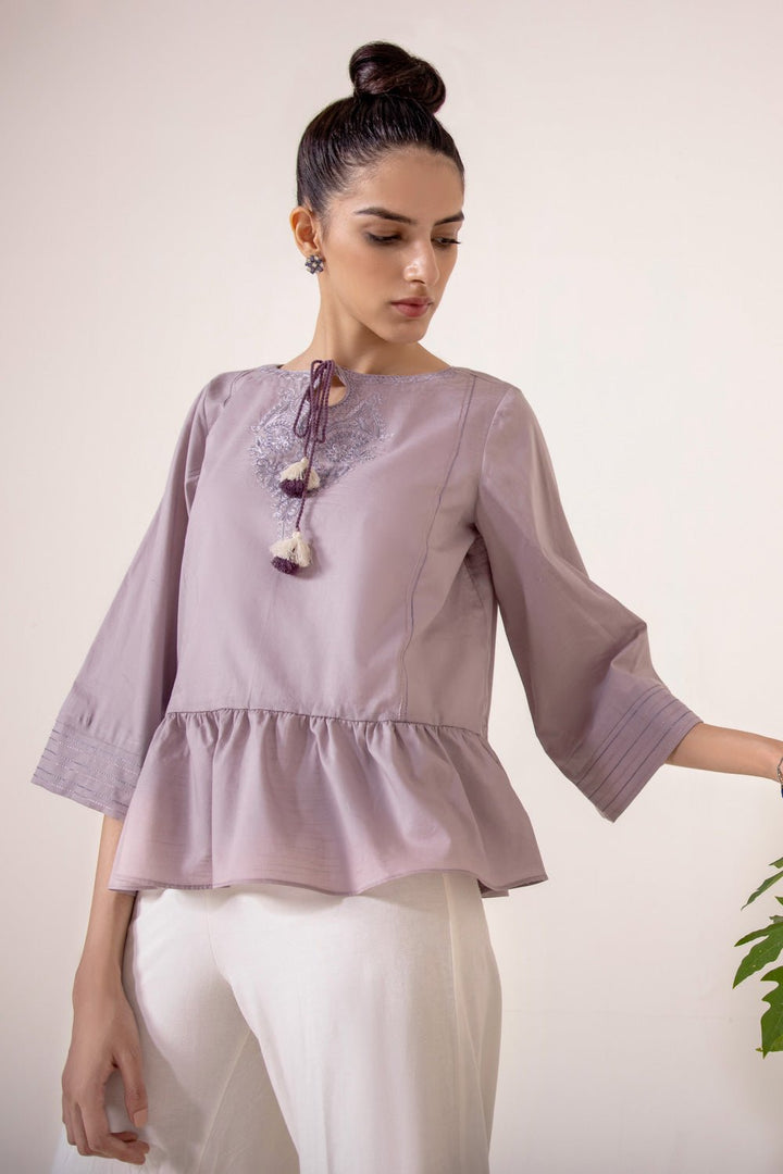 Sapphire- Embroidered Lawn Top