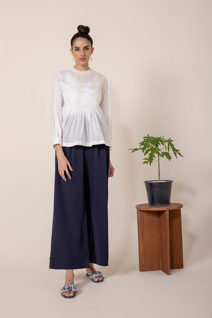 Sapphire- Embroidered Lawn Top