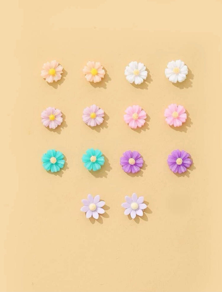 Pink Panda- Set of 7 flower studs